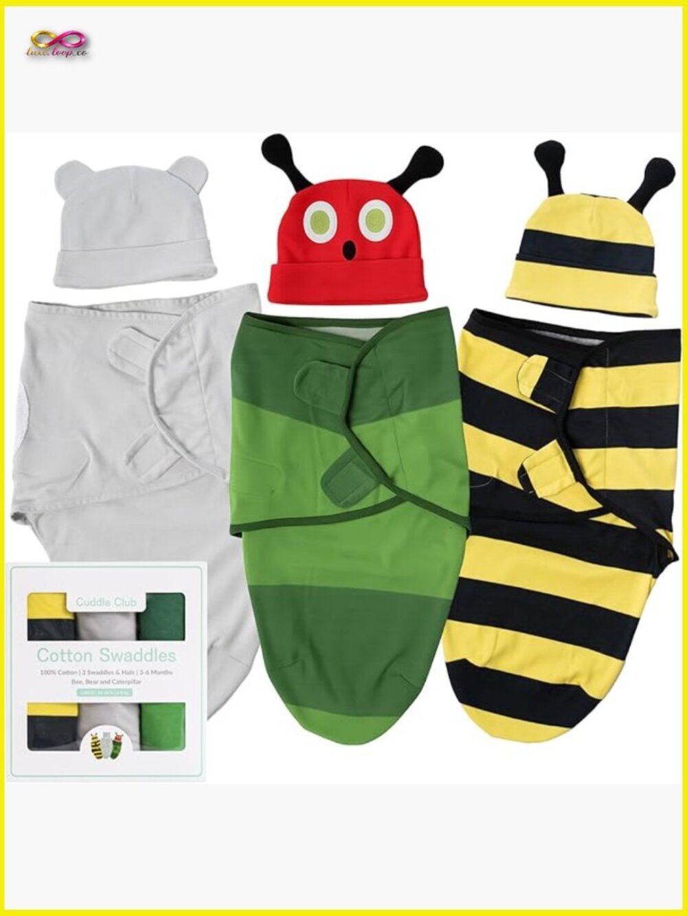 Adjustable Cotton Swaddle Blanket Set with Hat Newborn Sleep Sack